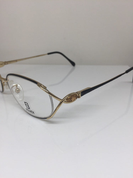 Vintage Fendi F82 BLACK VELVET Gold Sunglasses - Super Vision Optical