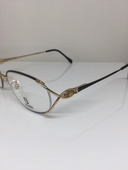 Vintage Fendi F82 BLACK VELVET Gold Sunglasses - Super Vision Optical