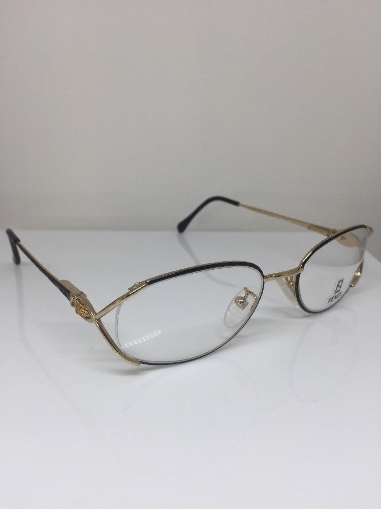 Vintage Fendi F82 BLACK VELVET Gold Sunglasses - Super Vision Optical