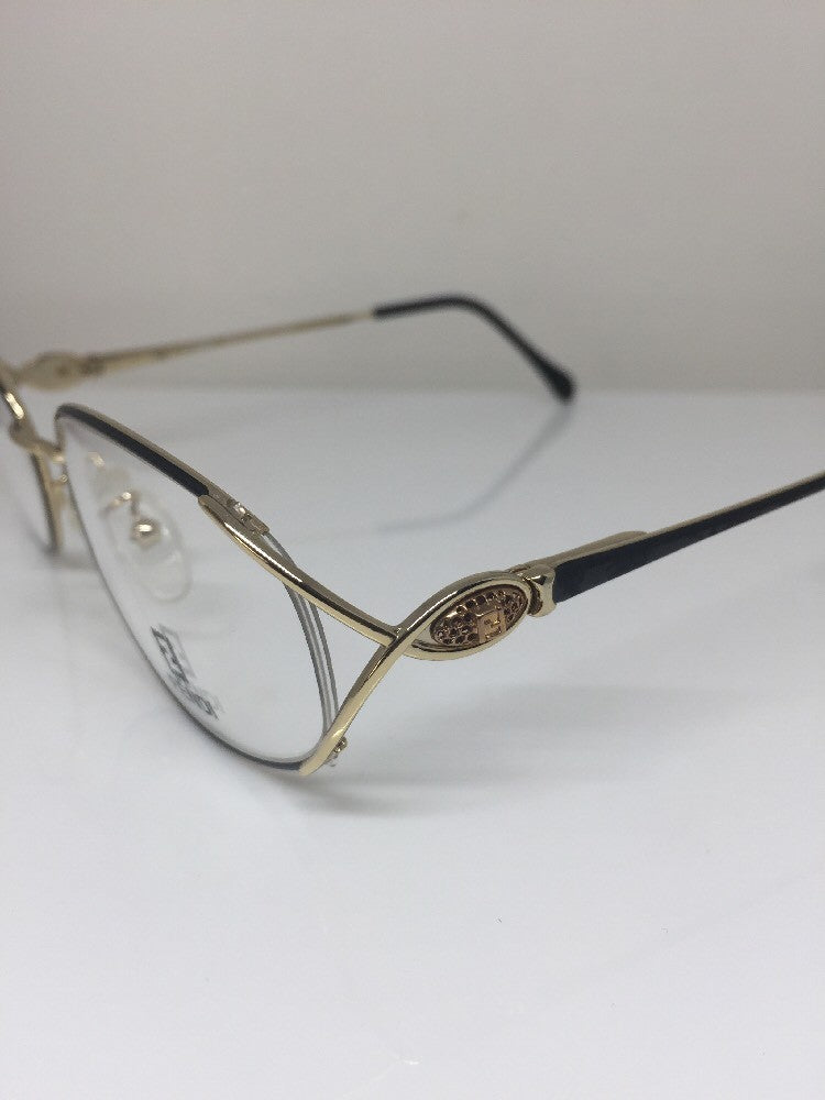 Vintage Fendi F82 BLACK VELVET Gold Sunglasses - Super Vision Optical