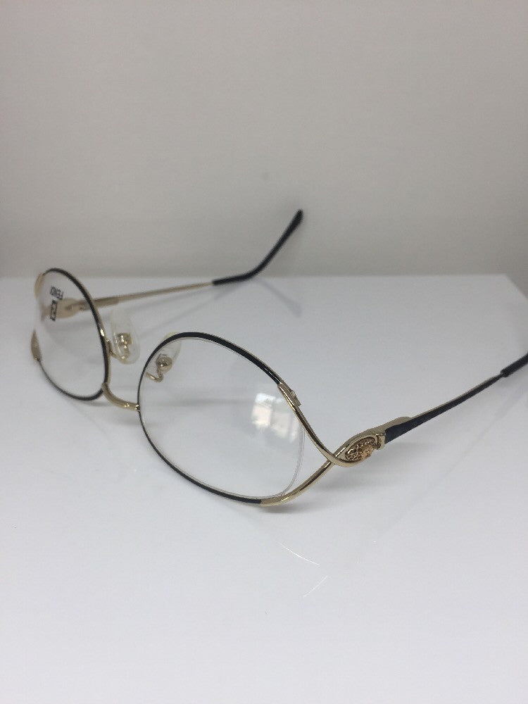 Vintage Fendi F82 BLACK VELVET Gold Sunglasses - Super Vision Optical