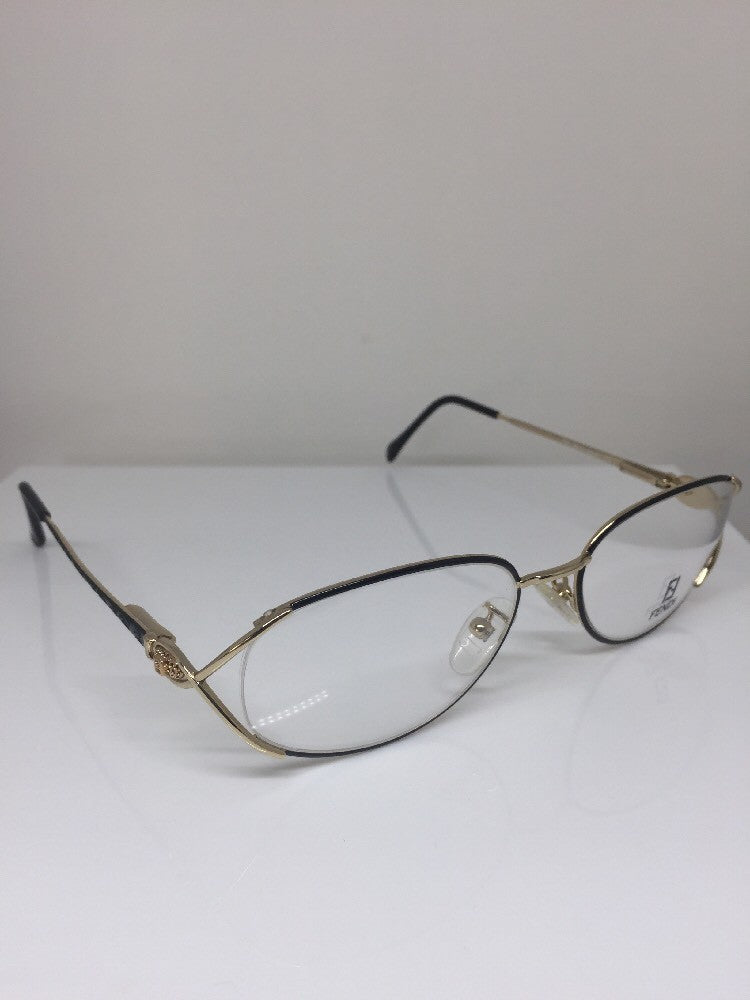 Vintage Fendi F82 BLACK VELVET Gold Sunglasses - Super Vision Optical