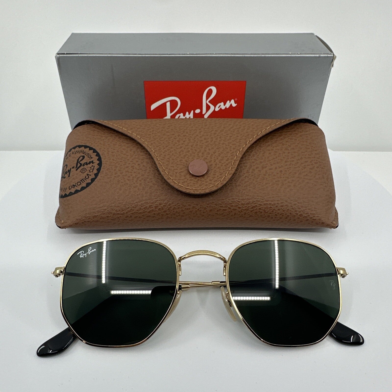 Vintage Ray-Ban RB3548N 001 51-21 Gold Sunglasses - Super Vision Optical