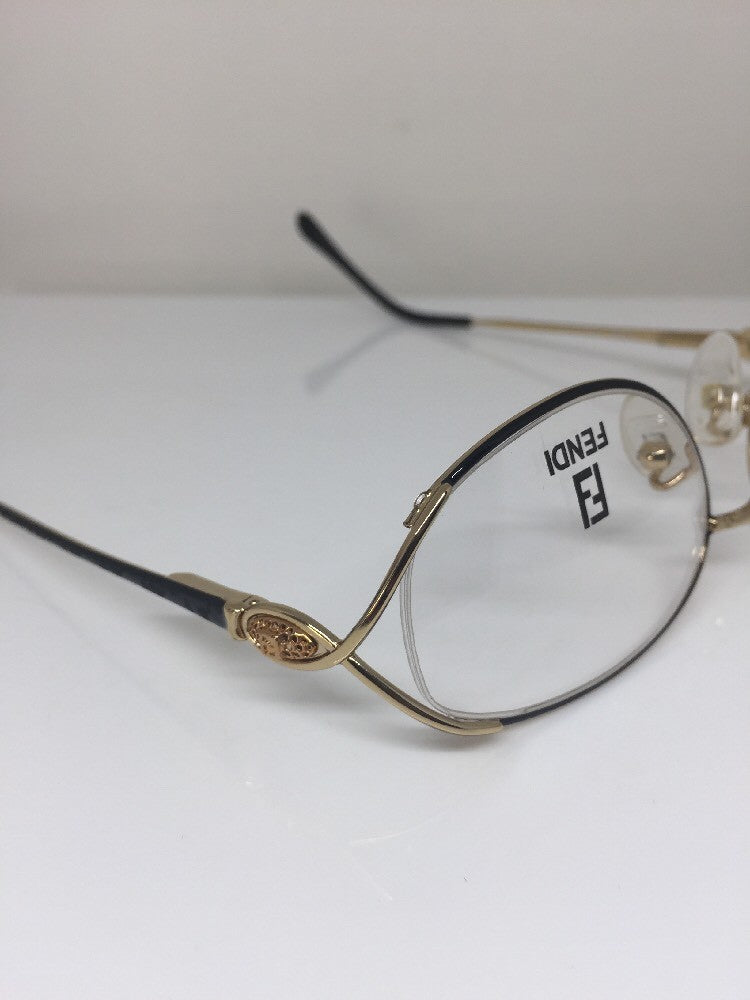 Vintage Fendi F82 BLACK VELVET Gold Sunglasses - Super Vision Optical