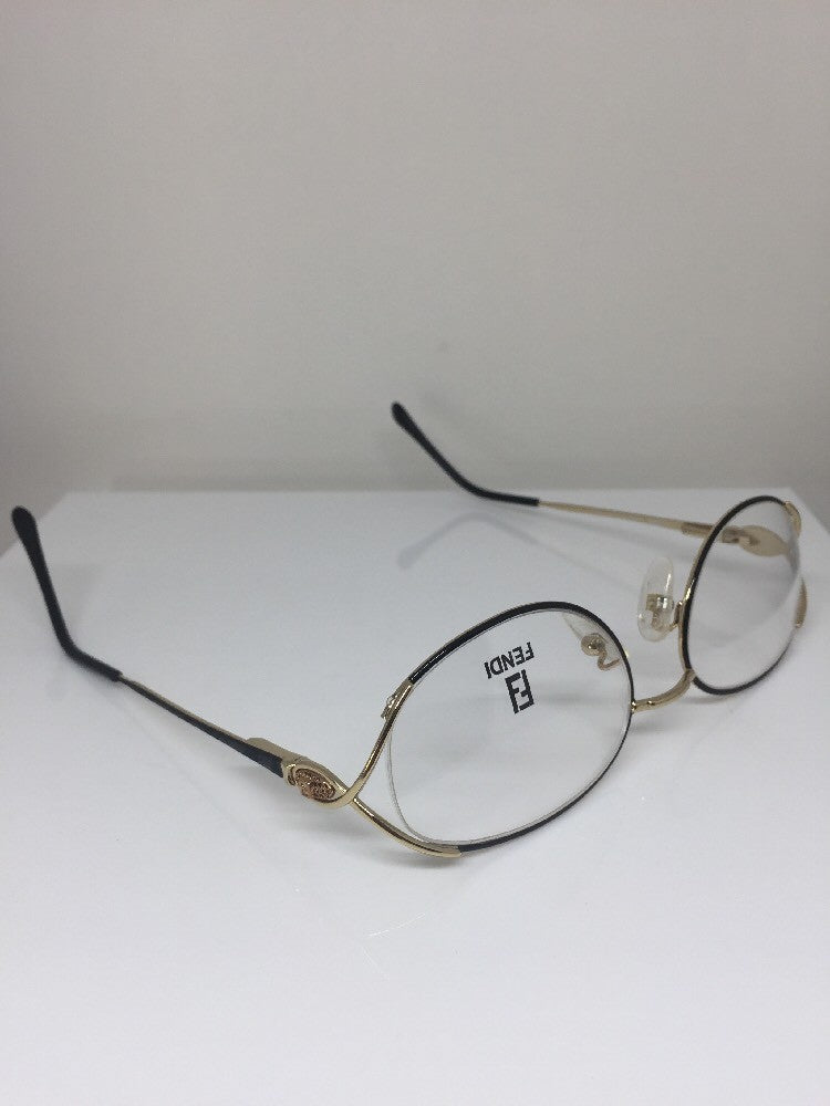 Vintage Fendi F82 BLACK VELVET Gold Sunglasses - Super Vision Optical