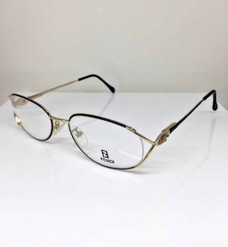 Vintage Fendi F82 BLACK VELVET Gold Sunglasses - Super Vision Optical