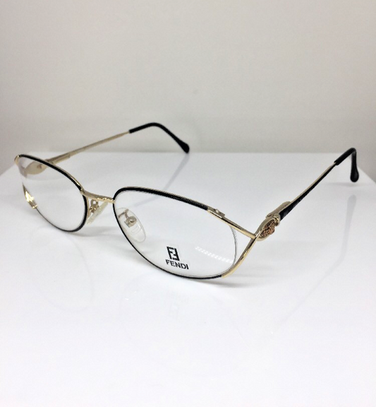 Vintage Fendi F82 BLACK VELVET Gold Sunglasses - Super Vision Optical