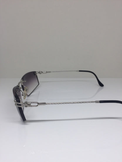 Vintage Fred Lunettes Orcade F4 Rimless Sunglasses Silver Sunglasses - Super Vision Optical
