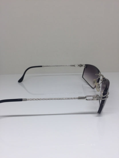Vintage Fred Lunettes Orcade F4 Rimless Sunglasses Silver Sunglasses - Super Vision Optical