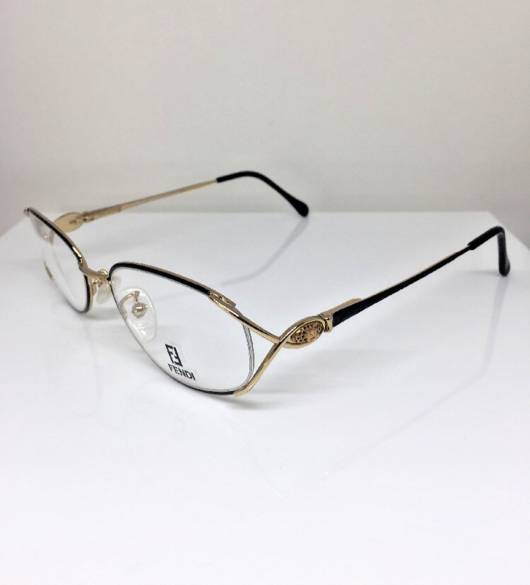 Vintage Fendi F82 BLACK VELVET Gold Sunglasses - Super Vision Optical