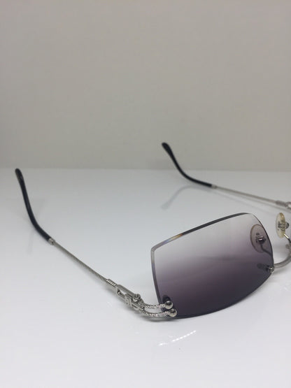 Vintage Fred Lunettes Orcade F4 Rimless Sunglasses Silver Sunglasses - Super Vision Optical